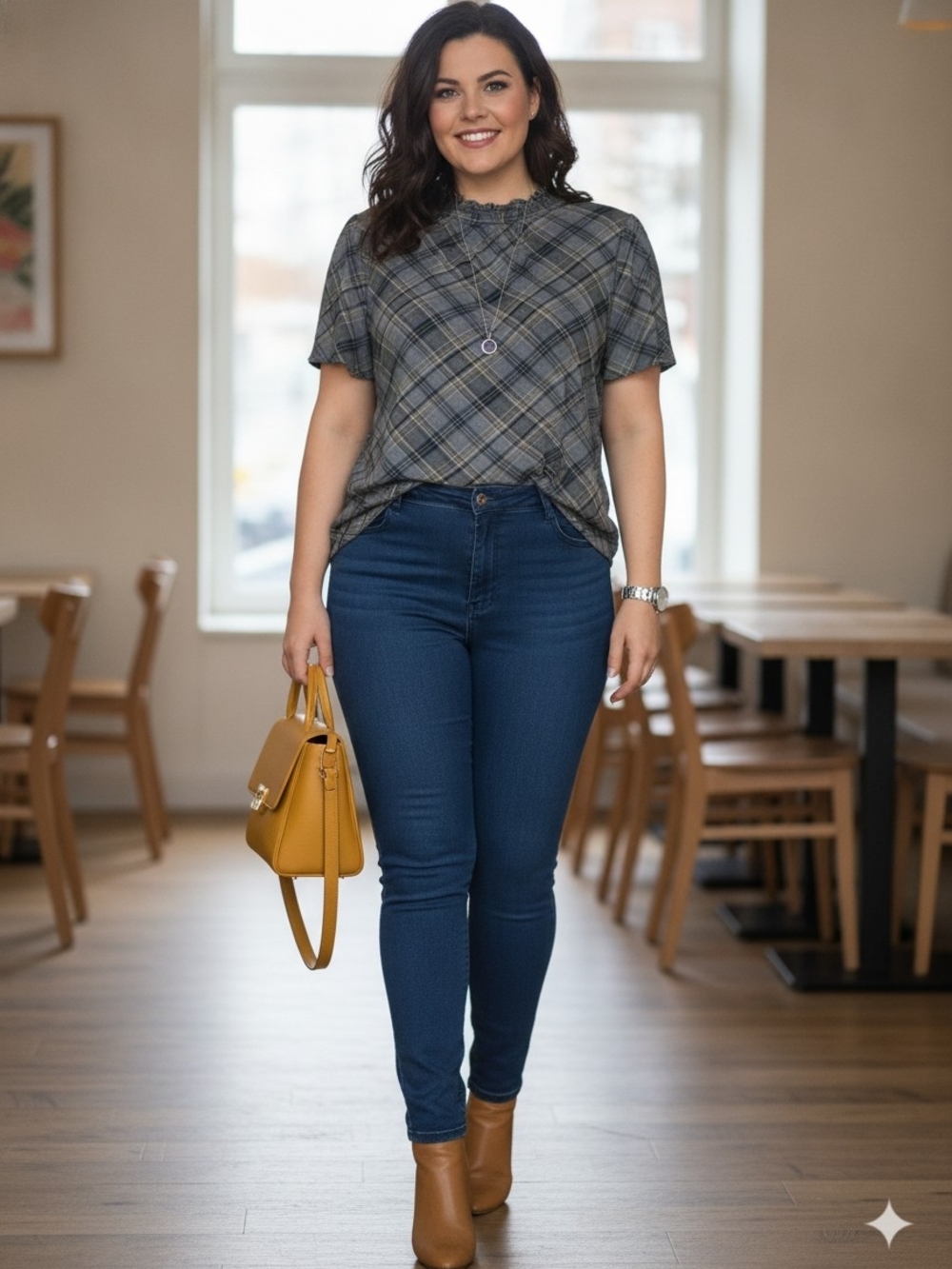 🖤NWOT🖤Classic Gray Plaid Flutter Sleeve Shirt